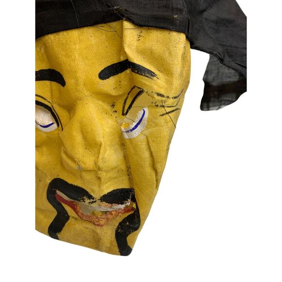 1930s Starched Gauze Mask Fu ManChu Mask Halloween Black Hat - Picture 3 of 13